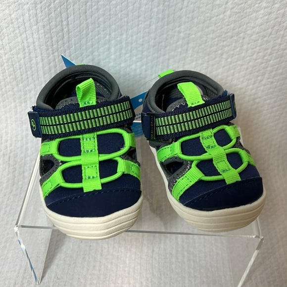 Stride Rite Unisex Blake Sneaker Sandal Navy‎ / Lime Green size 3M - Picture 4 of 10